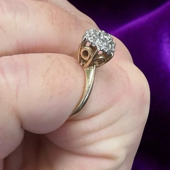 Antique 10k Gold Topaz Cluster Ring Size 4.5 - Picture 9 of 11